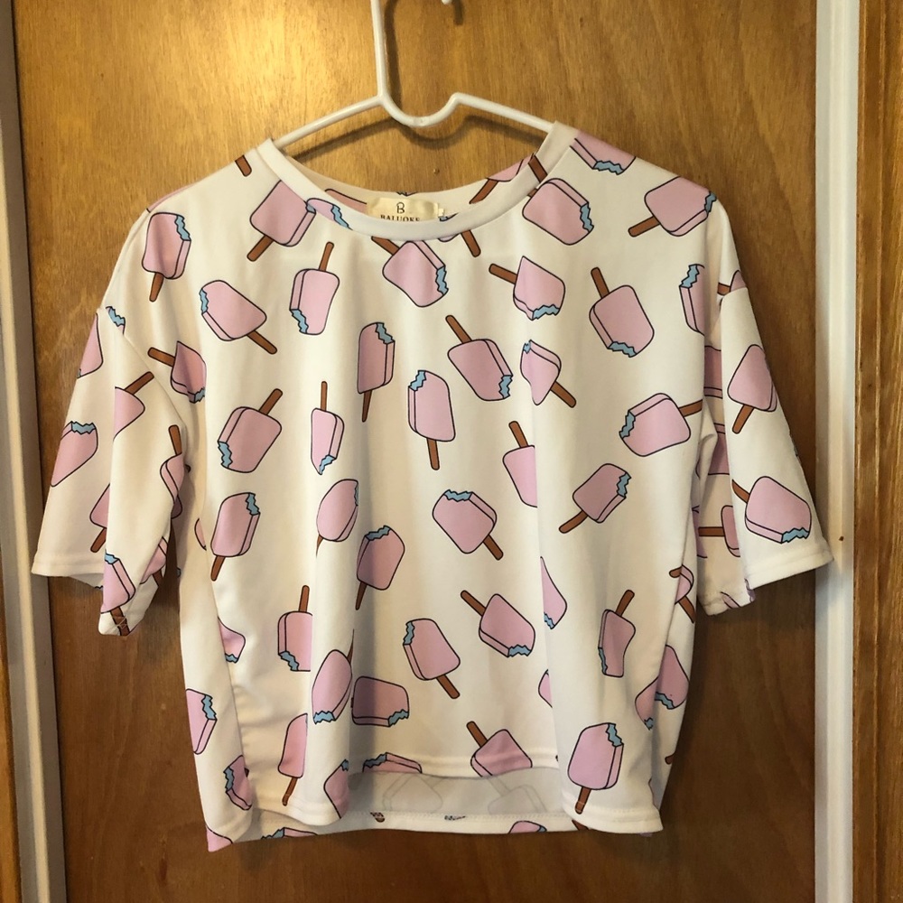 🎀5/$25🎀 pink popsicle crop top large